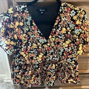 Madewell Floral peplum top size medium